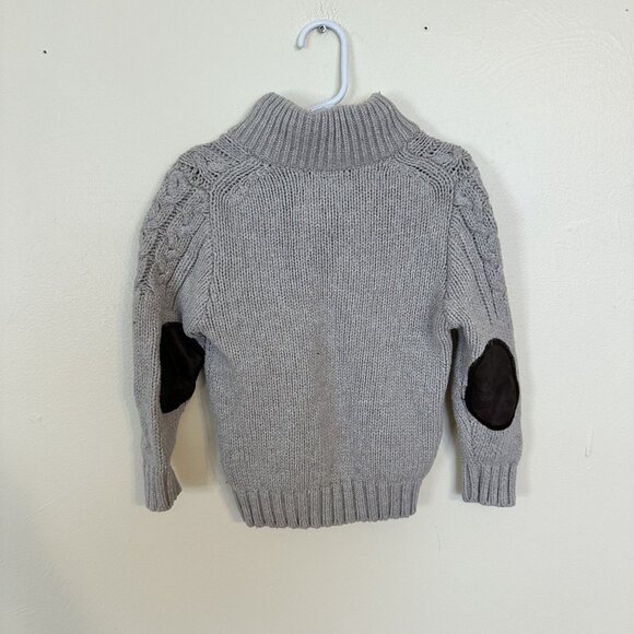 BabyGap Toddler Boys Cable Knit Sweater 3Y Beige Brown Elbow Patches - Picture 4 of 6